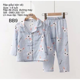 BB9_full size rập giấy may bộ pijama kiểu