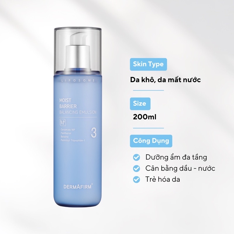 Sữa dưỡng ẩm đa tầng chống mất nước xuyên biểu bì  DERMAFIRM 200ml  - Dr.Trang