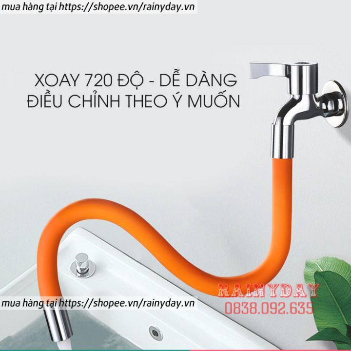 Ống nối dài vòi nước, đầu nối dài vòi nước rửa tay bát chén 30/50cm xoay 360/720 độ uốn cong tiện lợi