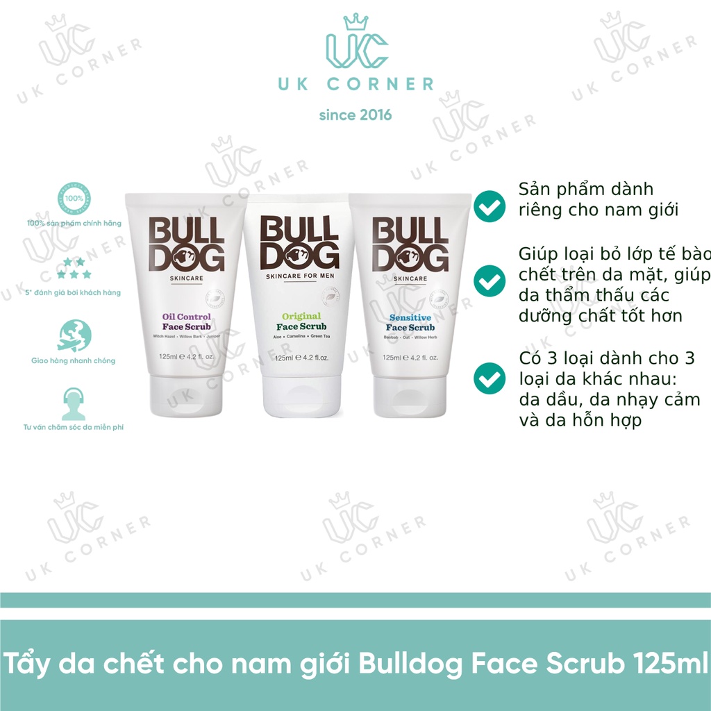 Tẩy da chết cho nam giới Bulldog Face Scrub 125ml