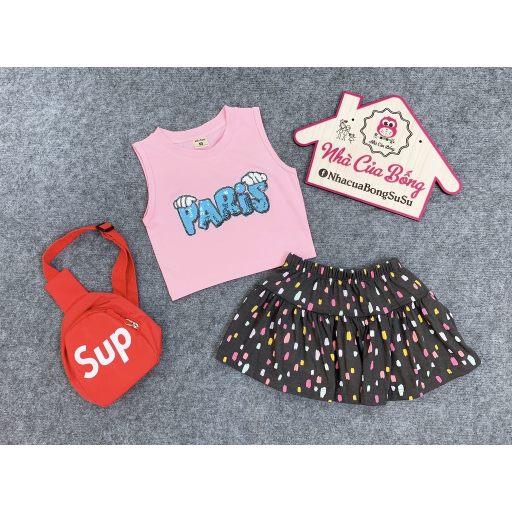 Áo thun croptop bé gái nhiều họa tiết size 13,5 - 30 kg