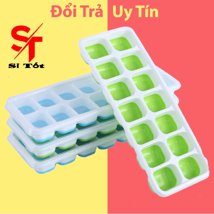 Khay làm đá viên 14 ô chống dính có nắp đậy (KD14)