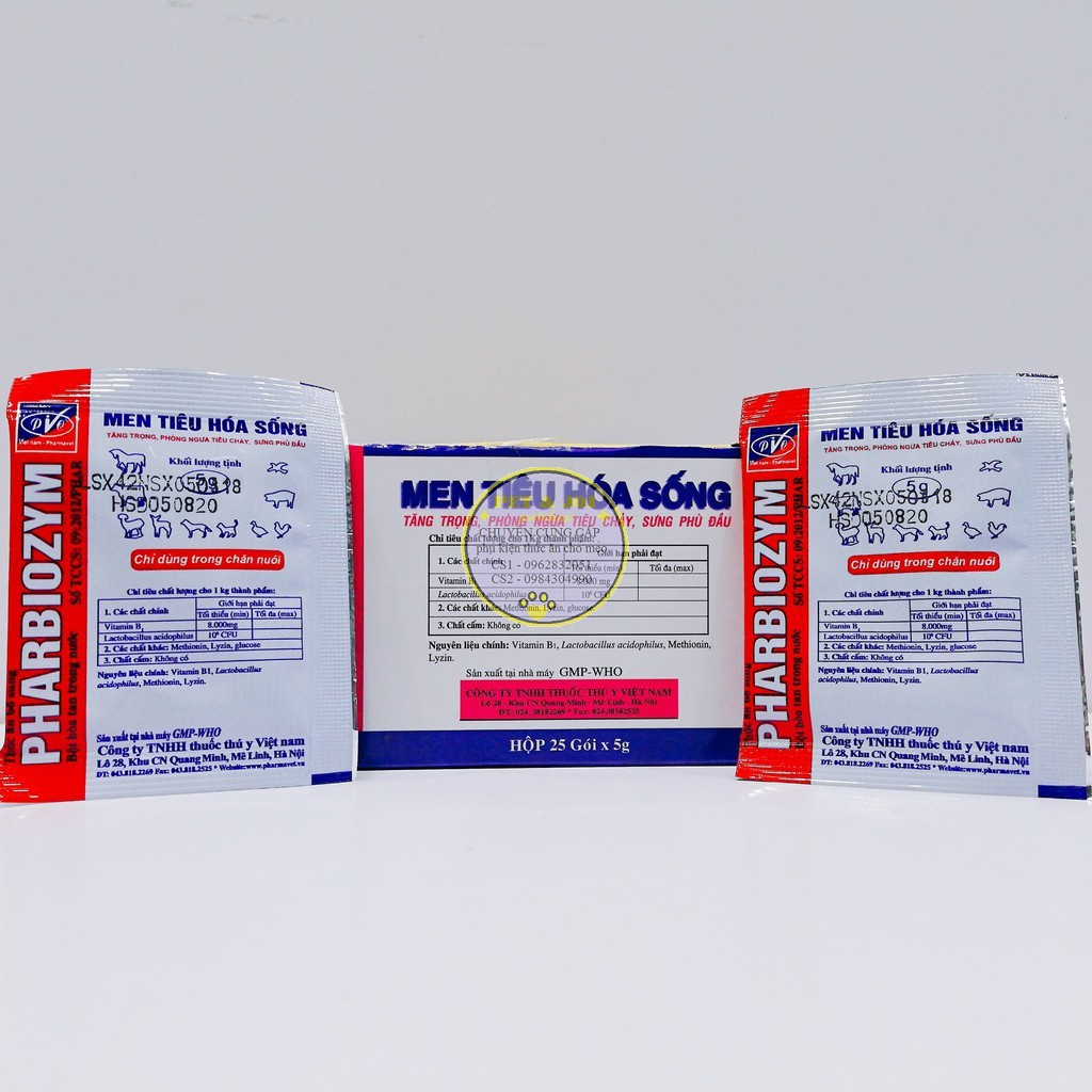Men tiêu hóa sống Pharbiozym cho chó mèo gói 5g