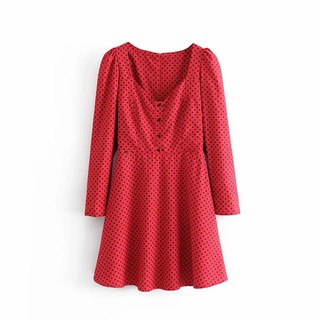Đầm ZARA đỏ chấm bi chun lưng cực đẹp