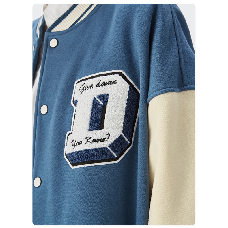 Áo khoác bomber Varsity jacket "D" nam nữ màu đen, cam, xanh dương