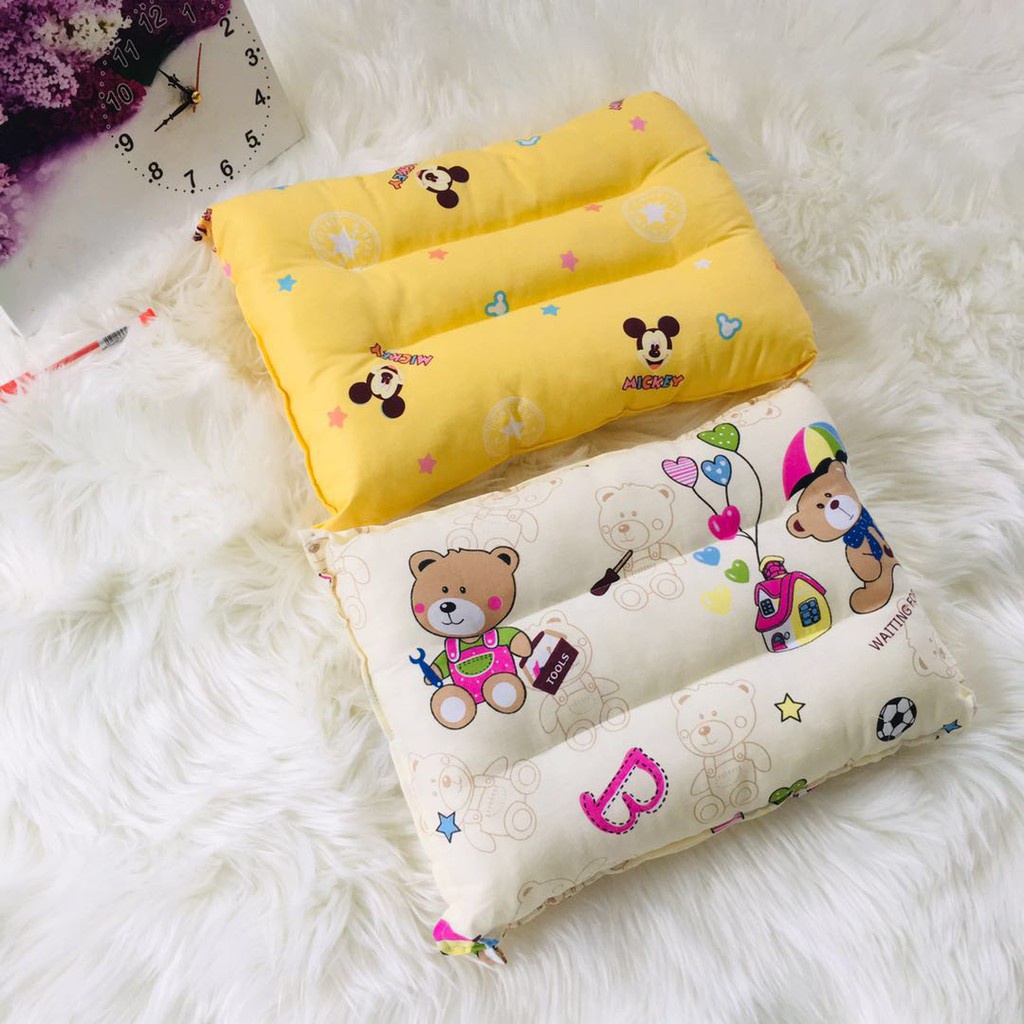 Gối Ngủ Trẻ Em 3 Rãnh Chất Liệu Cotton Mềm Mại Thoáng Mát