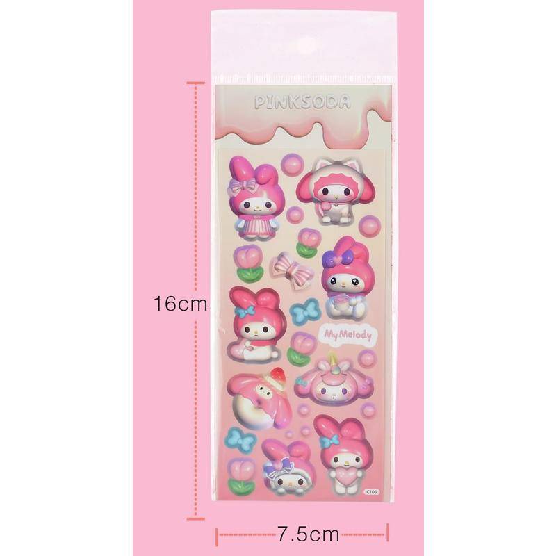 Miếng Dán Trang Trí Điện Thoại / Laptop / Vali / Sổ Tay Hình Cinnamoroll 3D DIY Sanrio mymelody