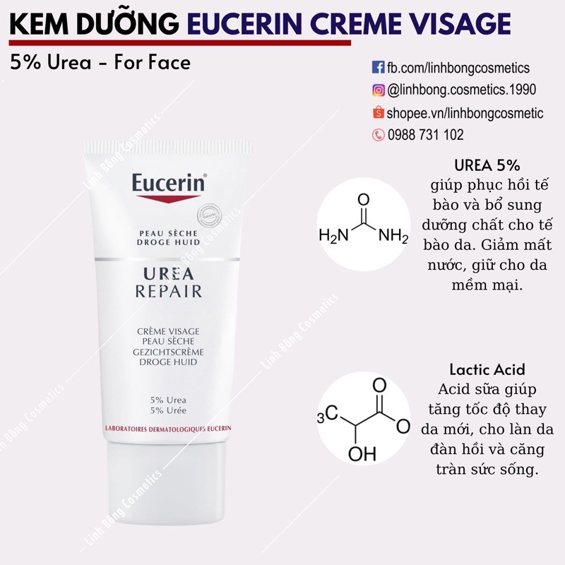 KEM DƯỠNG ẨM PHỤC HỒI DA EUCERIN UREA 5️⃣%️ REPAIR CRÈME VISAGE 50ML