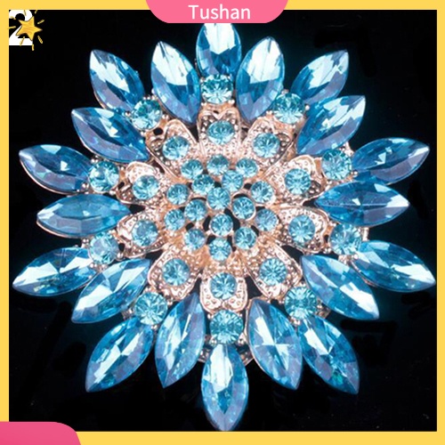 Ghim cài áo bằng hợp kim hình hoa có đính đá thời trang cho nữ