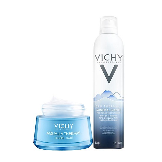 Vichy Combo Kem Dưỡng Ẩm Aqualia Light Và Xịt Khoáng Dưỡng Da Thermal Spa Water 300ml