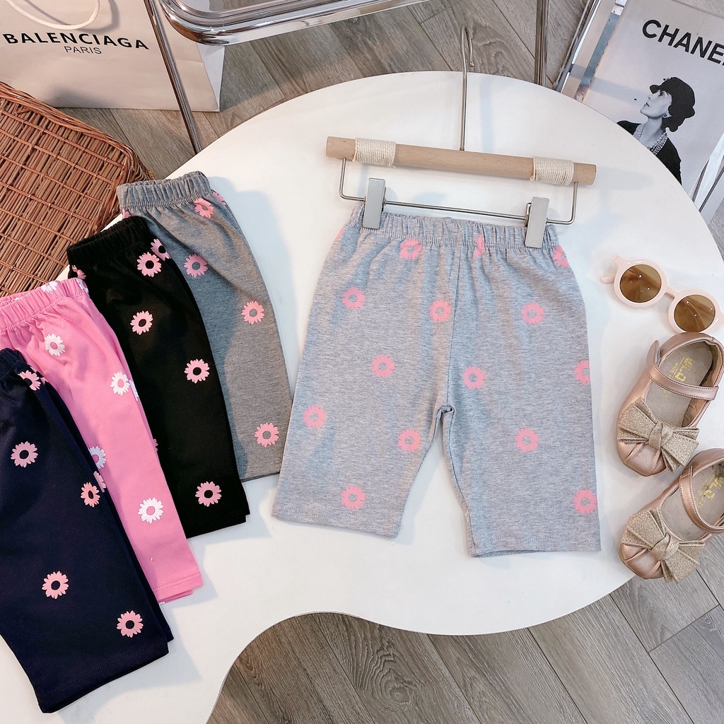 Quần Legging Bé Gái [9-23kg] Legging Lửng Cotton co giãn 4 chiều