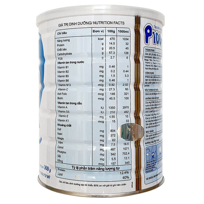 Sữa bột công thức P100 900g_Duchuymilk