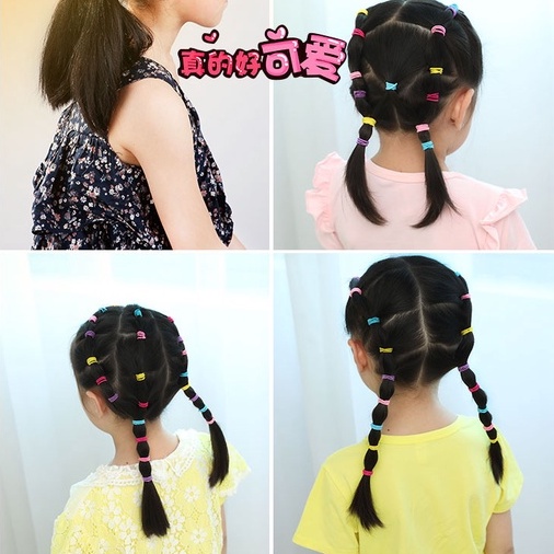 Set 100 chun buộc tóc sắc màu vòng nhỏ xinh xắn cho bé Hadyykids H.CH02