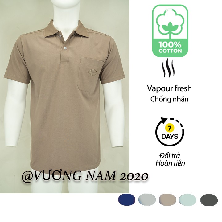 Áo thun nam trung niên có cổ tay ngắn polo form rộng cotton đẹp FF45C