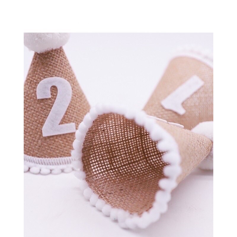 Mũ sinh nhật chóp số 1,2,3, 100 cho bé