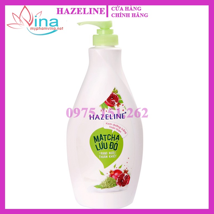 Sữa dưỡng thể trắng da Hazeline Matcha Lựu đỏ 370ml