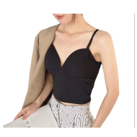 (CAO CẤP)Áo Bra 2 Dây cotton Dáng Lửng Có Mút Nâng Ngực Dây Quai Điều Chỉnh 1335