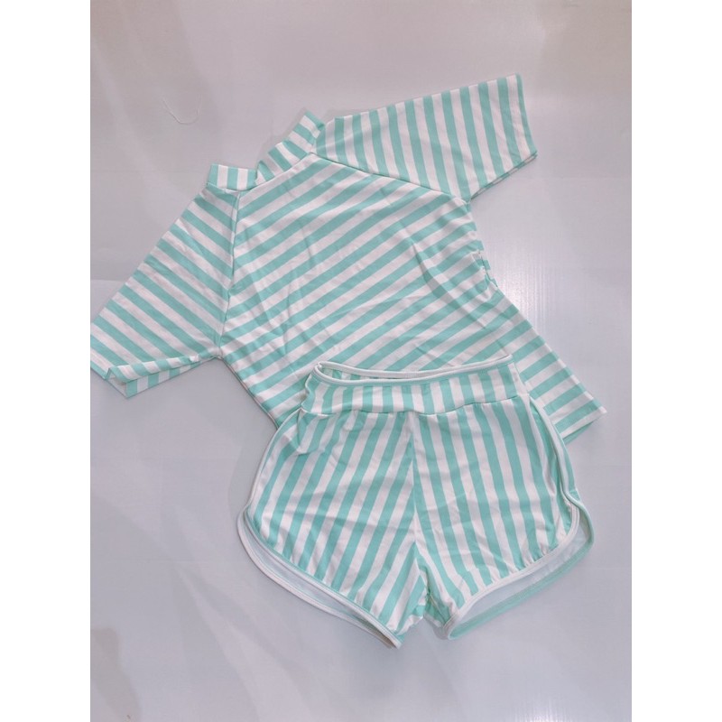 Đồ bơi nữ, bộ bơi quần đùi + áo tay ngăn nhiều màu - Set bơi, đồ đi biển