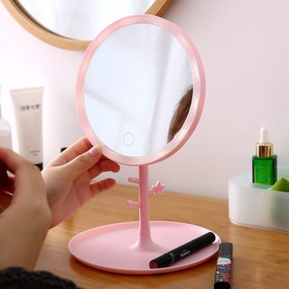 Gương soi trang điểm  có đèn led cảm ứng thông minh để bàn không cần pin.