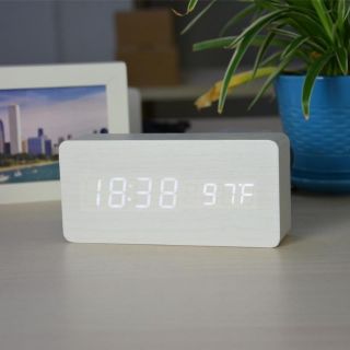 Đồng Hồ Led Để Bàn Vân Gỗ Cao Cấp
