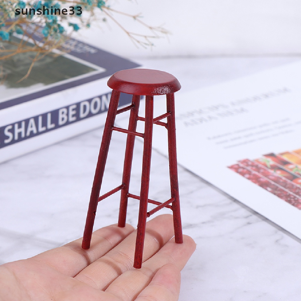 Mô Hình Ghế Đẩu Cao Cổ Bằng Gỗ Tỉ Lệ 1: 12 Trang Trí Nhà Búp Bê