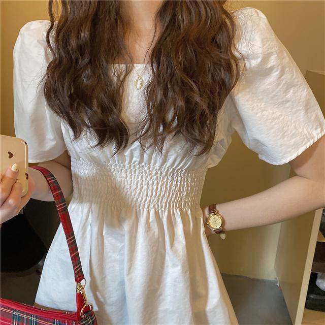 Đầm Ngắn Tay Cổ Thuyền Màu Trắng Phong Cách Retro Cho Nữ đầm nữ JL-LYQ-15