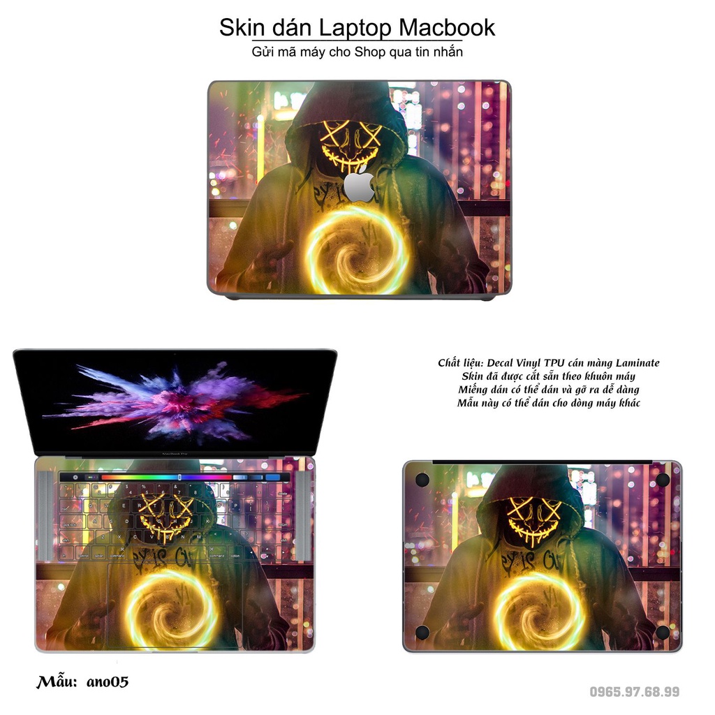 Skin dán Macbook mẫu Anonymous (đã cắt sẵn, inbox mã máy cho shop)