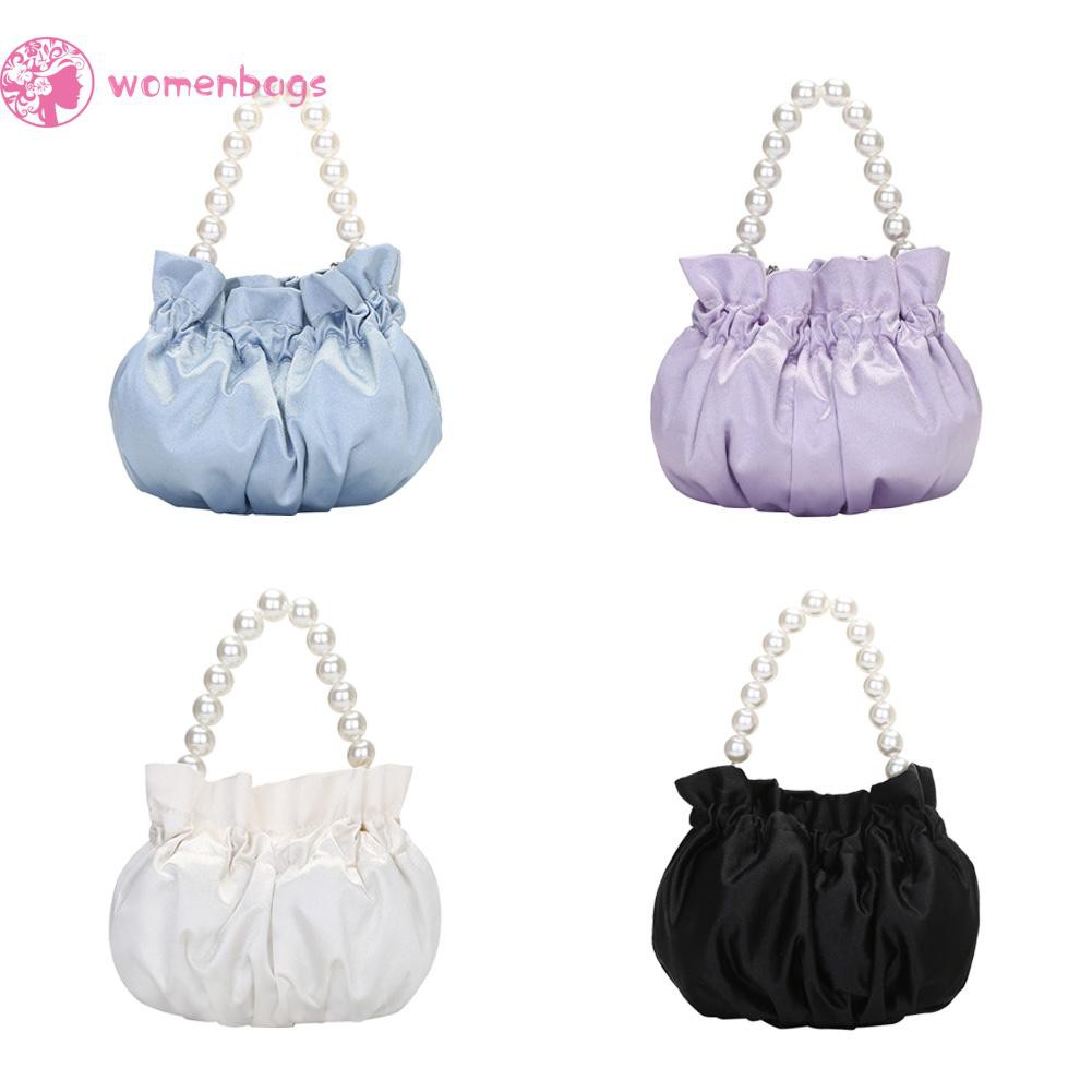 Túi Đeo Chéo Tích Hợp Túi Xách Xếp Ly Tay Cầm Đính Ngọc Trai Nhân Tạo Vải Satin Thanh Lịch Thời Trang Cho Phụ Nữ | BigBuy360 - bigbuy360.vn