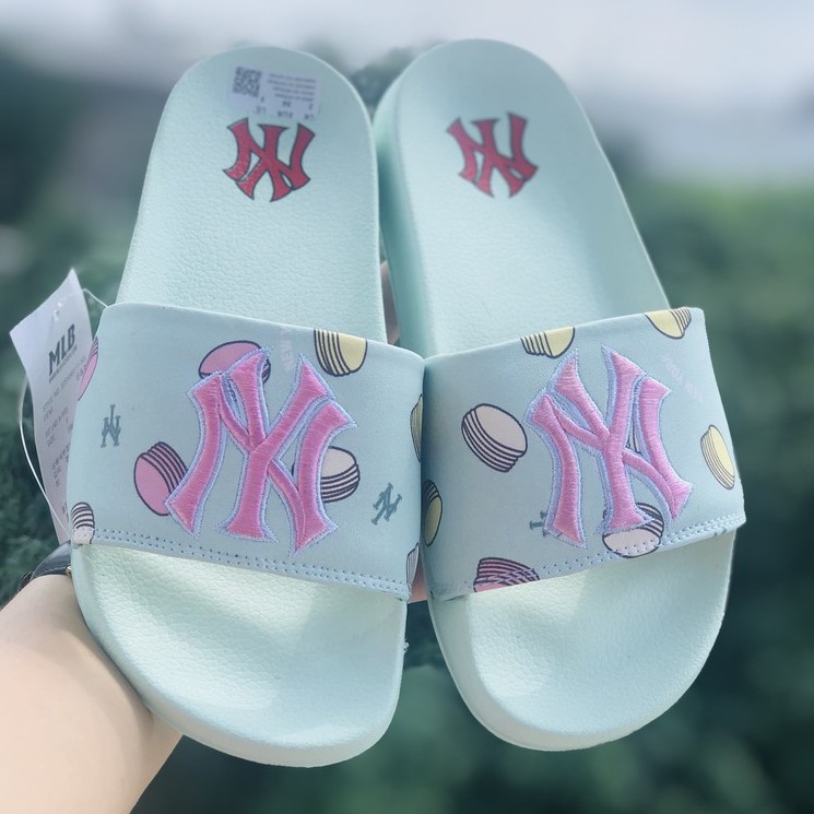 Dép unisex 𝐌𝐋𝐁 𝗡𝗬 ❤️FREESHIP + Hộp❤️ dép mlb bóng chày quai ngang thể thao nam nữ chữ Thêu nổi hottrent, đa dạng mẫu