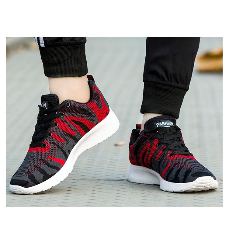 Giày Nam Sneaker Thể Thao - Giày chạy bộ, giày tập SPISO A31 Màu Đỏ Ghi Đế Cao Phong Cách