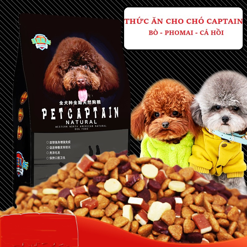 PET CAPTAIN Trộn Lẫn Thịt Bò Phô Mai Cá Hồi 1kg 1.5kg 2.5kg