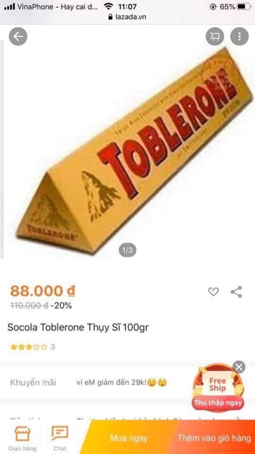 SOCOLA SỮA TOBLERONE