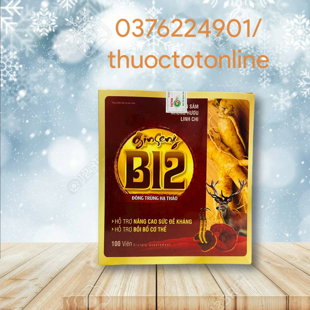 Viên uống bổ sung vitamin Ginseng B12 nâu đỏ - 10 vỉ x 10 viên (Hộp)