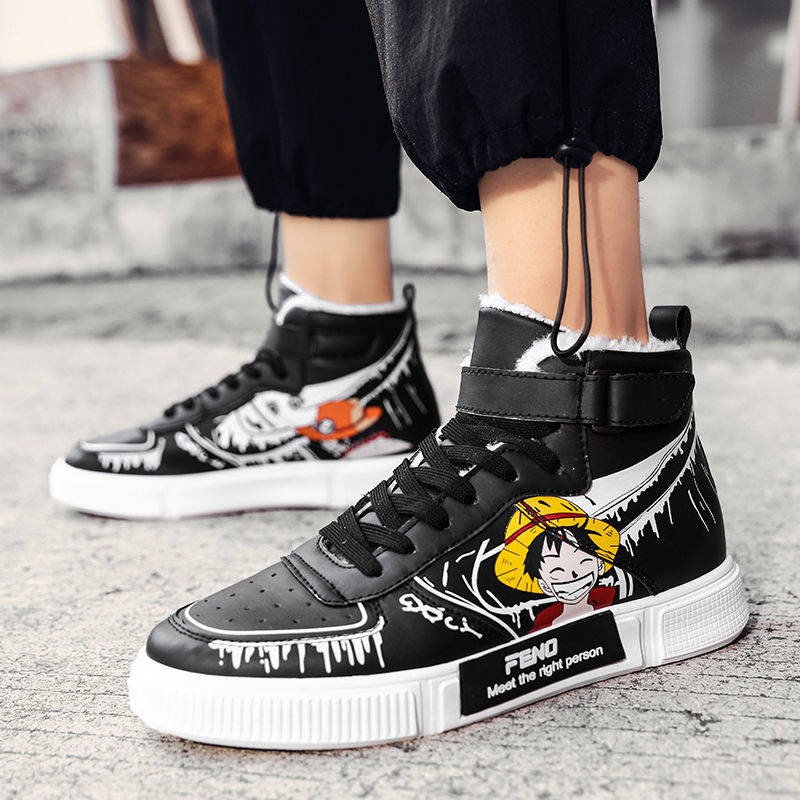 One Piece High Top Graffiti Plus Velvet giày nam | BigBuy360 - bigbuy360.vn