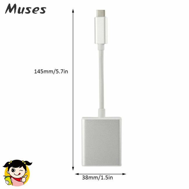 Muse07 USB 3.1 Type C to VGA Adapter USB-C Male to VGA 1080p Female Converter