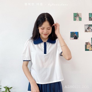 Áo somi crt cổ bẻ viền chỉ