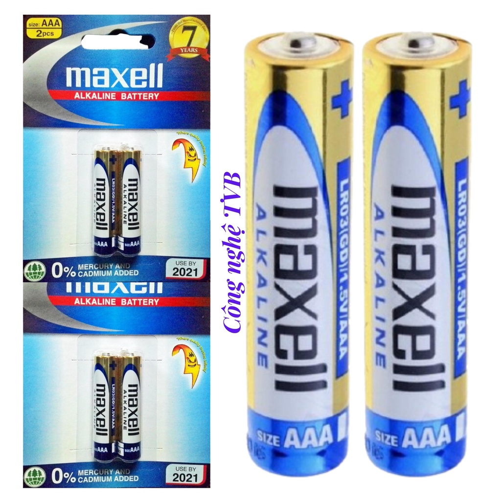 Pin Maxell AAA alkanine LR03 /2B vỉ 2 viên chính hãng