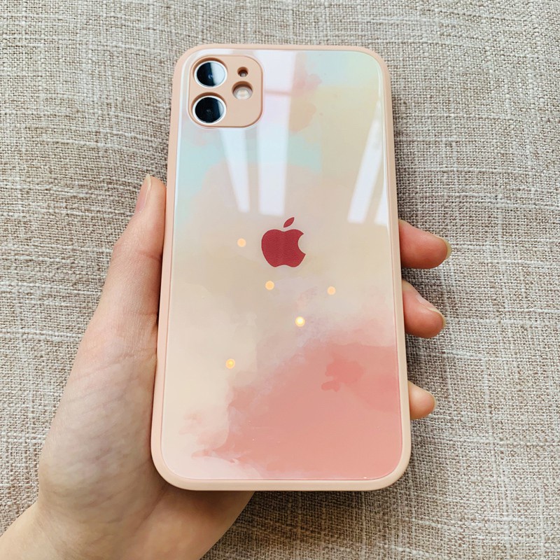 Ốp Điện Thoại Mặt Kính Màu Nước Thời Trang Chống Sốc Cho Iphone 11 12pro Max 7plus 8plus X Xs Max Xr 12 12pro