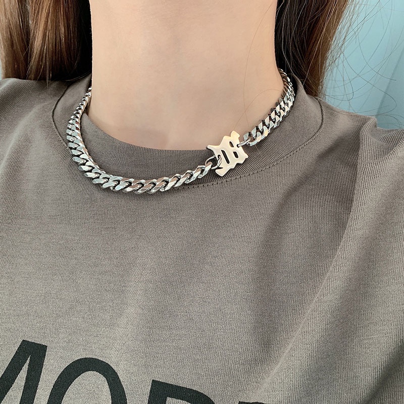 Vòng cổ Thép Titan Mặt Chữ Thời Trang Hip Hop