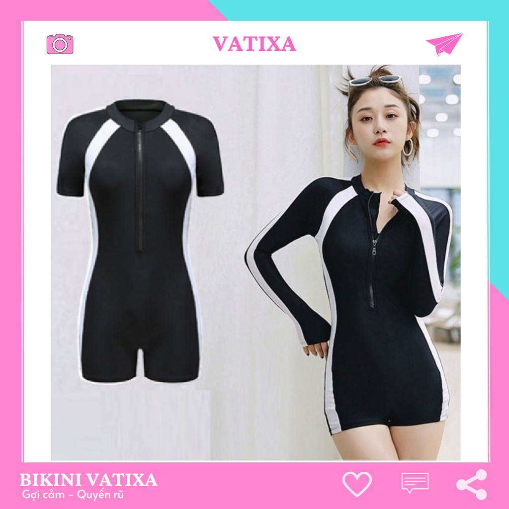 Bikini nữ kín đáo đồ đi biến 1 mảnh khóa kéo VATIXA BKN18