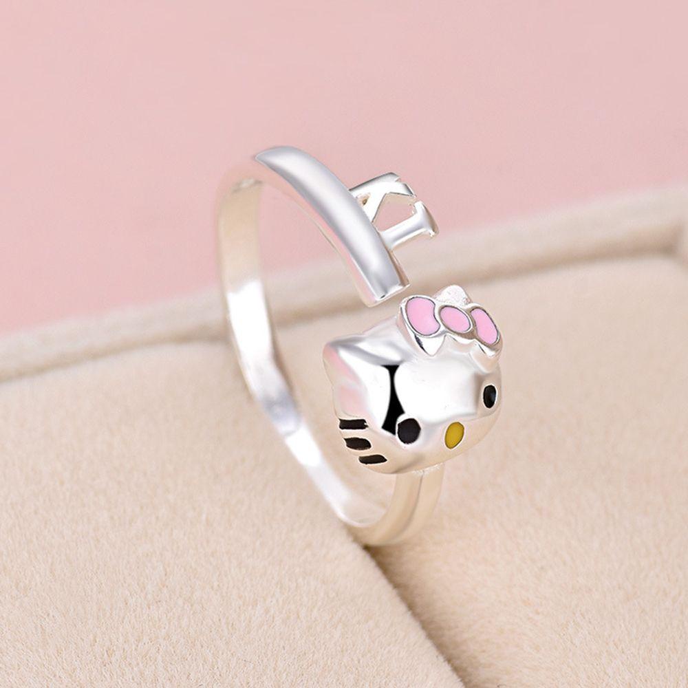 MOCHO Nhẫn Hở Hợp Kim Hình Mèo Hello Kitty Thời Trang Cho Cặp Đôi
