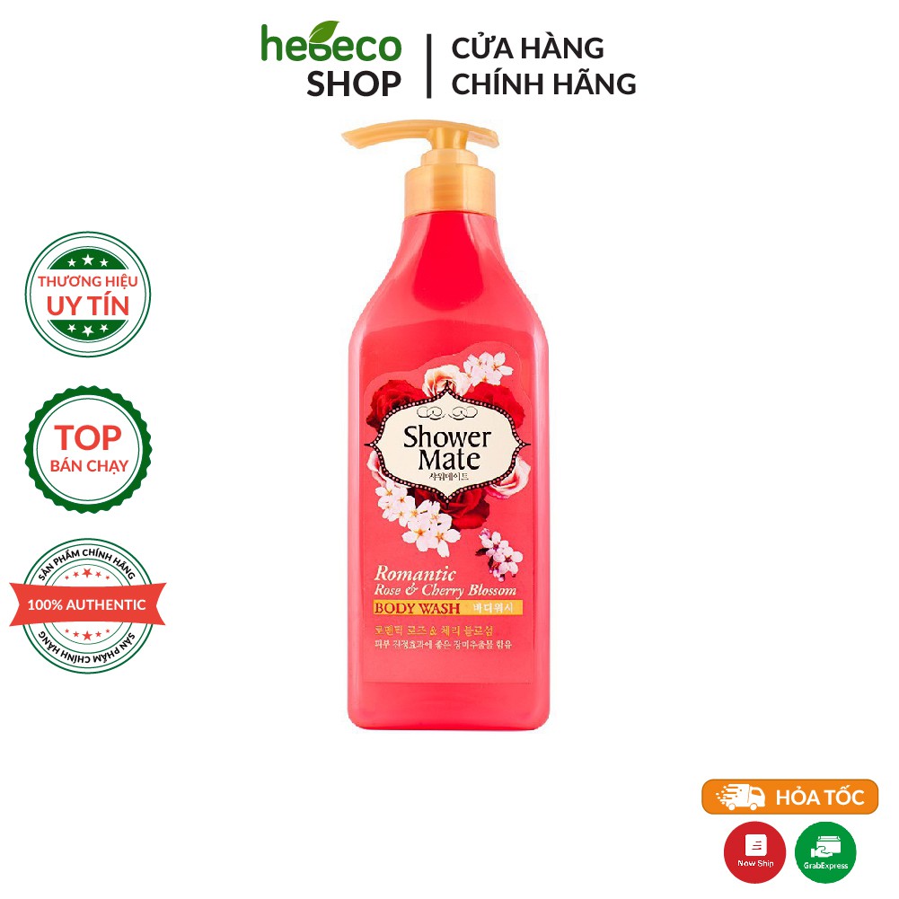 Sữa tắm ngăn ngừa các vết nám đen, hỗ trợ điều trị mụn cá Showermate ROSE &amp; CHERY BLOSSOM 550ml -  Hàn Quốc Chính Hãng