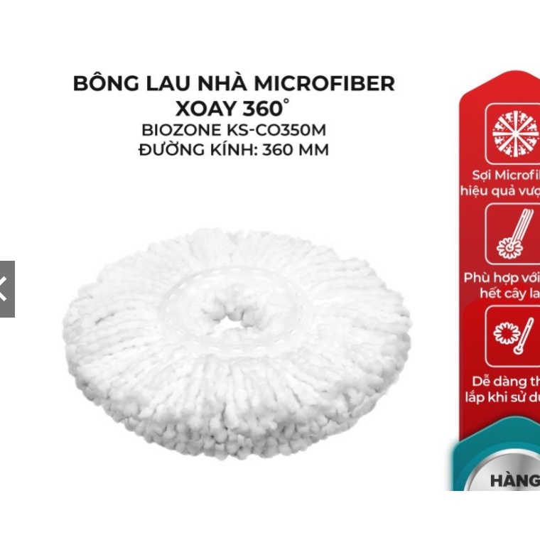 BÔNG LAU NHÀ MICROFIBER XOAY 360 ĐỘ SUNHOUSE KS-CO350M