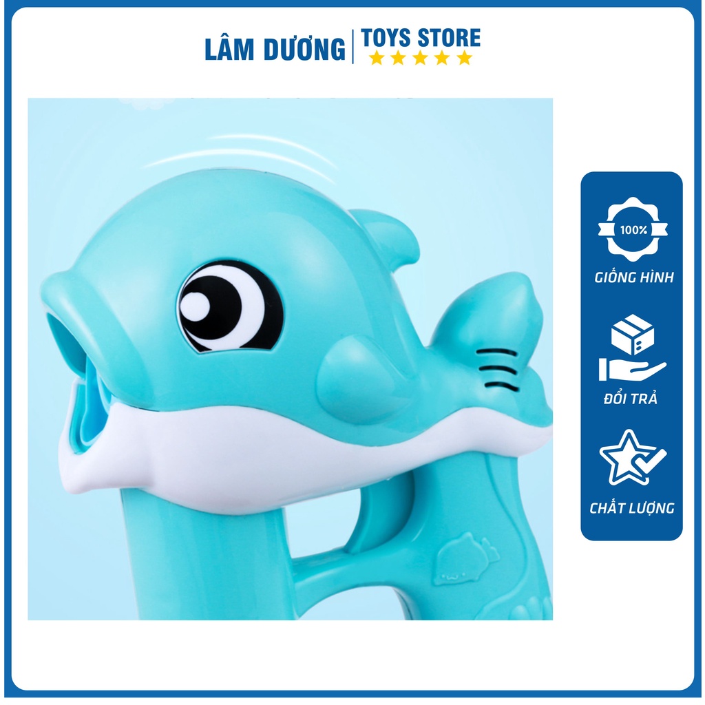 Cá heo thổi bong bóng ❤️CÓ ĐÈN - CÓ NHẠC❤️ Súng đồ chơi bắn bong bóng xà phòng hình cá heo có đèn cho bé