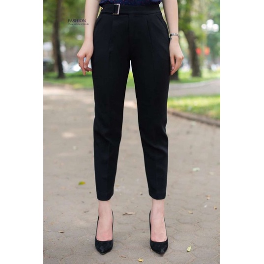 Quần Công Sở Khóa Cài Bằng Đồng, Chất Liệu Tuyết Mưa Vitex, Phom Baggy