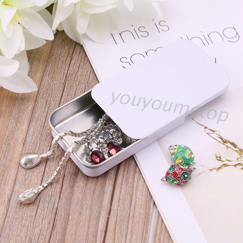 youyo* Metal Tin Rectangle Mini Jewelry Storage Box Candy Coin Key Organizer Organizer Items Containers