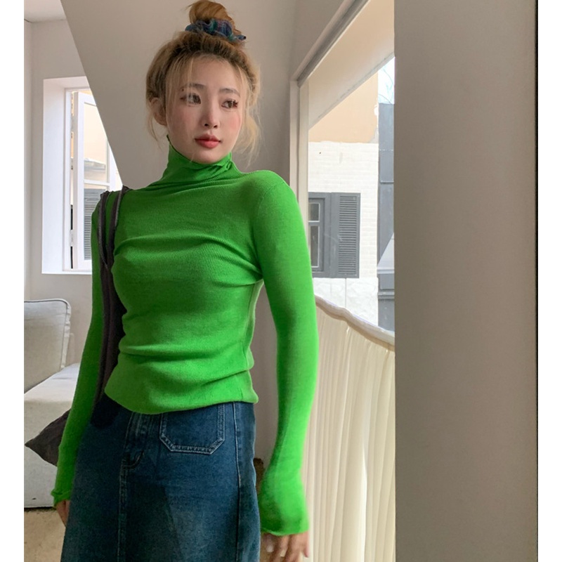 Áo Len Tay Dài Cổ Lọ Màu Sắc Ngọt Ngào Thời Trang