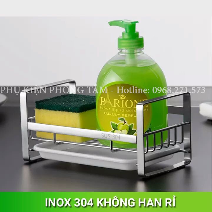 [LOẠI ĐẸP] Kệ Inox SUS 304 Để Đồ Rửa Chén Bát Chống Hoen Rỉ - Để Lên Bồn Rửa hoặc Dán Tường