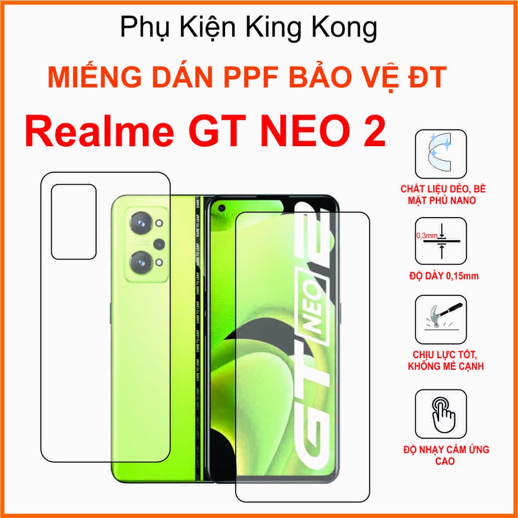 Miếng dán Ppf  Realme Gt neo 2 Dán chống bám vân tay