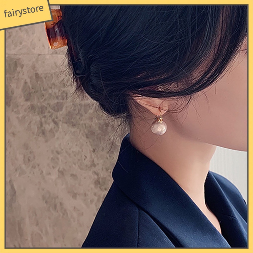 1 đôi bông tai hình học đính ngọc trai giả thanh lịch cho nữ